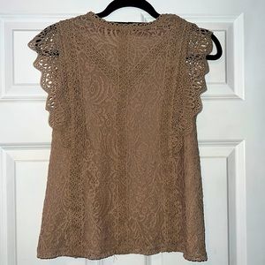 Tan lace sleeveless shirt